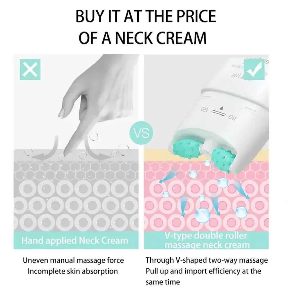 Neck Wrinkle Cream with Massage Roller Applicator